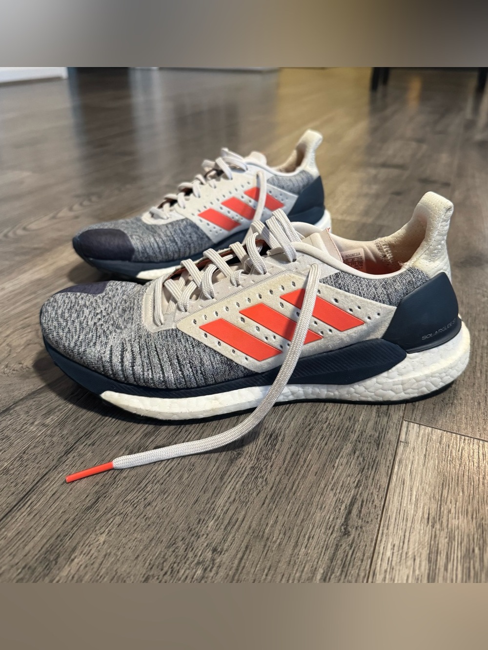 adidas Men’s Athletic Sneakers navy blue cream with Coral Accents